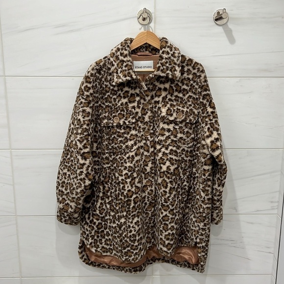Stand Studio | Oversized Beige Leopard Sabi Coat - Size FR 38 - Picture 2 of 9